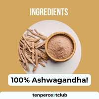 Ashwagandha Capsules - Calm Ease by Ten Percent Club | 90 x 500mg Capsules for Mental Clarity and Focus | Ashwagandha High Strength 500mg Adaptogen & Cortisol Reducing Supplements