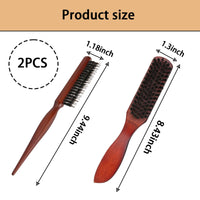 Bdeutrophic 2 Pcs Boar Bristle Hair Brush, Slick Back Hair Brush Slick Back Brush, Comb and Shear Tools Comfortable Grip Easy to Carry, Suitable for Trimming and Combing Long Thick Curly Thin Thick Hair Beard