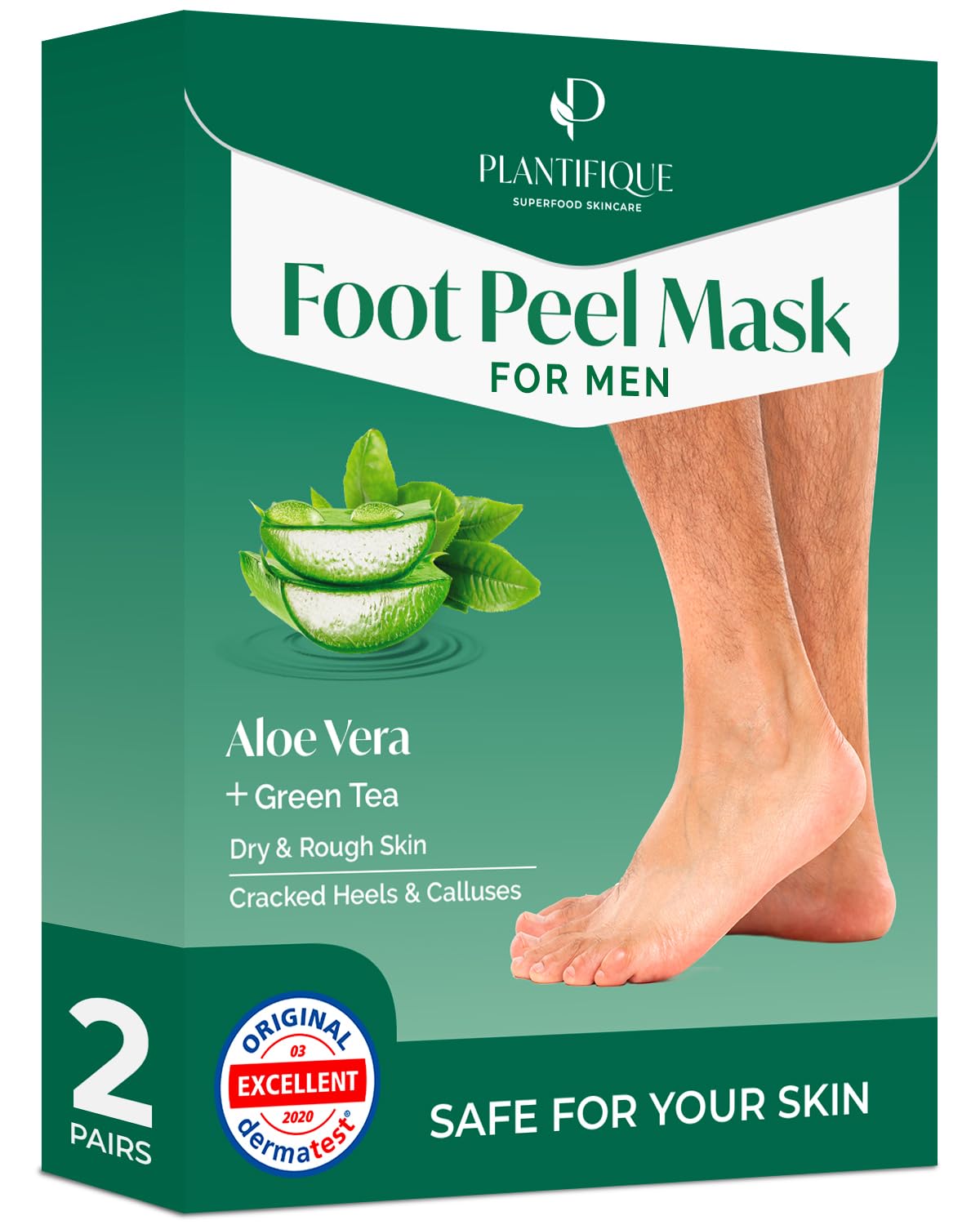 PLANTIFIQUE Plantifique Foot Peel Mask Foot Mask Dermatologically Tested Repair Heels & Removes Dry Dead Skin for Soft Baby Feet - Exfoliating Peel Mask for Hard Skin Peeling (Aloe Vera 2 Pack)