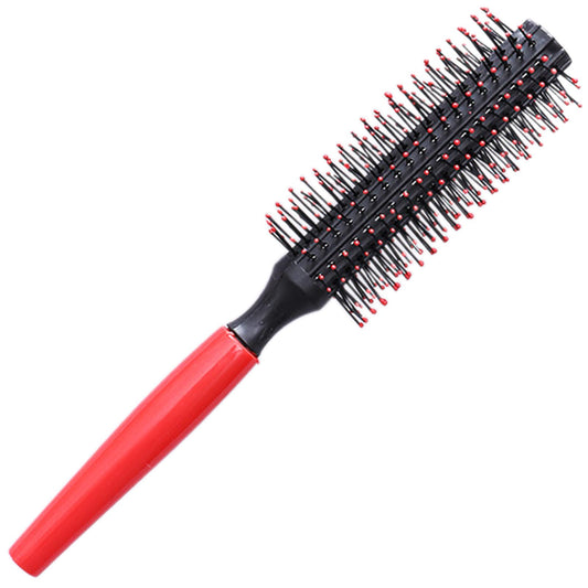 Professional Quiff Roller Round Hair Brush with Red Rubber Grip Handle - Slick Back Hair Brush, Curly Hairs Brush Ideal round hairs brushs for men and Barbers