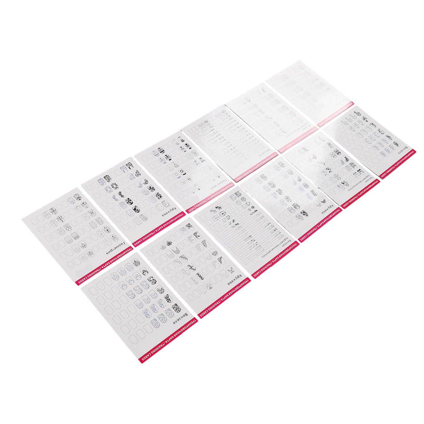 Shanrya Nail Training Mat, Nail Art Practice Sheet 12 Washable Modes for Nail Art Beginners