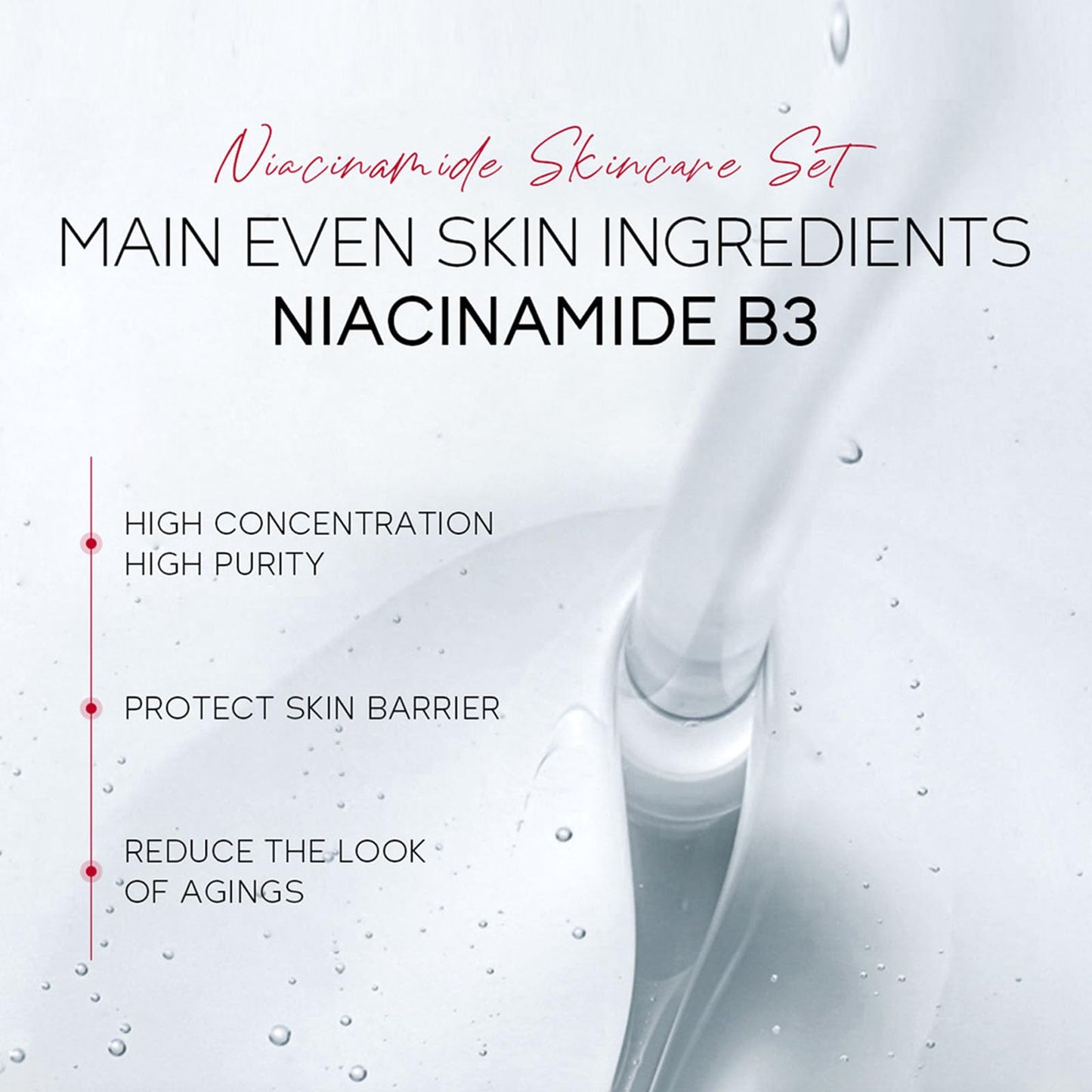 Grospe Niacinamide Skincare Set with Cleanser & Eye Cream & Face Cream Highly Concentrated and Pure Niacinamide Brightening Moisturising Delay Skin Aging Even Skin Tone 3-Piece Travel Size Skincare Set
