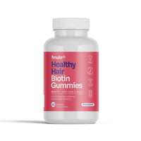 fmula+ Healthy Hair Biotin Gummies for Hair Growth | Hair, Skin and Nail Gummies | Vegan Biotin Supplement for Women | High Strength Biotin Hair Vitamins | Made in The UK | 60 Natural Strawberry Gummies