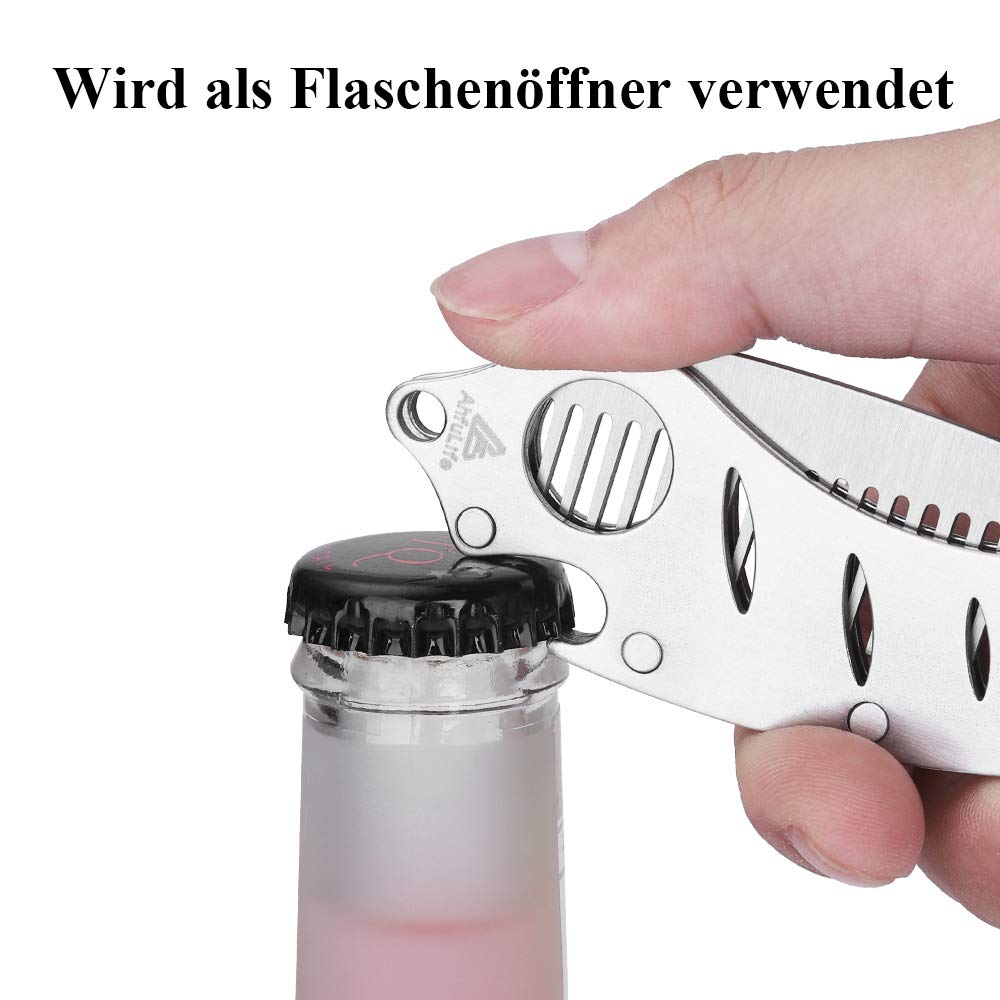 Metal Folding Beard Comb for Men, AhfuLife Moustache Pocket Foldable Comb With Bottle Opener Fits in Keychain, Stainless Steel Hair Beard Mustache Care - Presented in Gift Box (Silver)