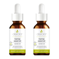 Derora Hemp Oil | Nourishes Skin, Hair & Nails | 100% Pure & Natural | Cold Pressed & Unrefined | Antioxidant & Vitamin E Rich | For All Skin Types | Vegan & Cruelty Free (30ml x2)