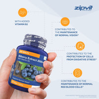 Bilberry Extract 2000mg with Added Vitamin B2, 120 Vegan Tablets. Supports Normal Vision. Vegetarian Society Approved. UK Supplier
