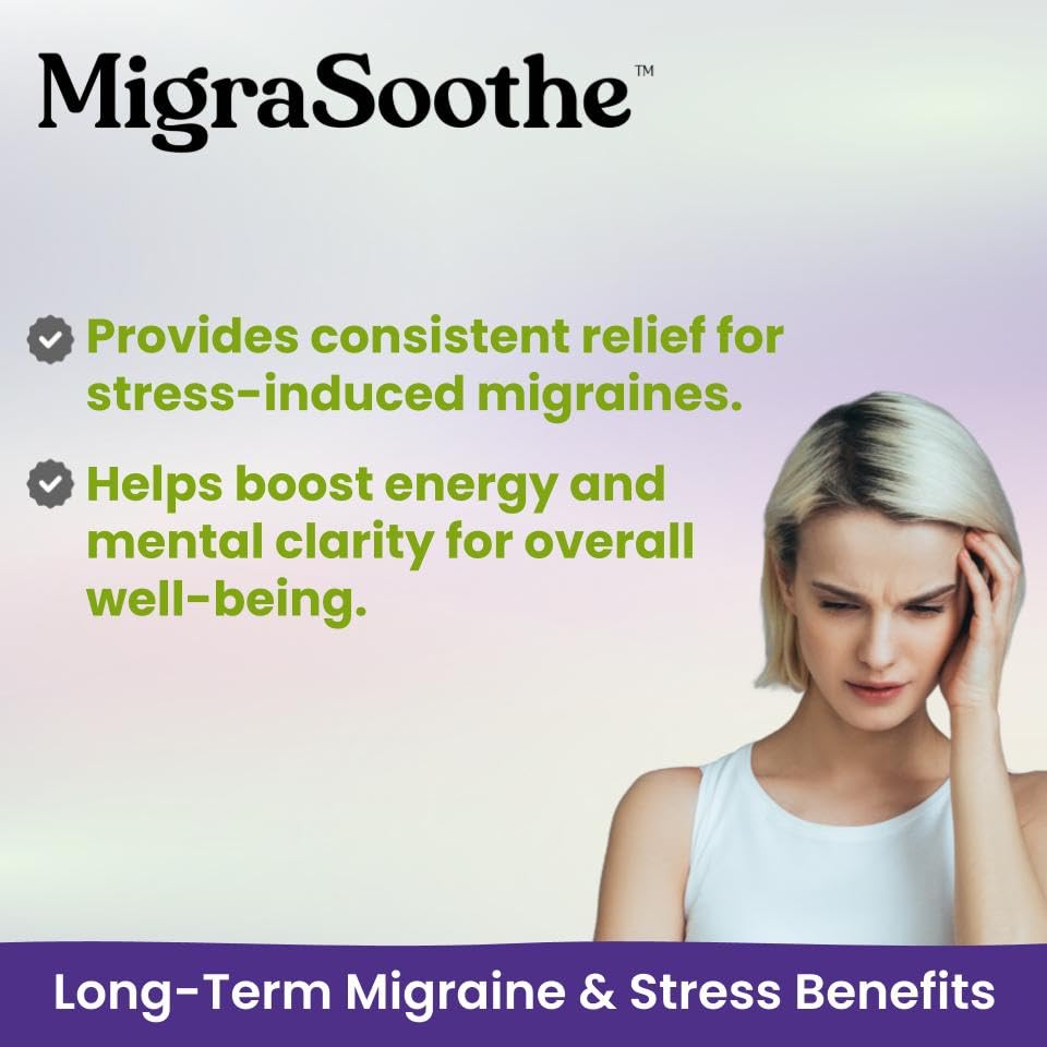 MIGRASOOTHE MigraSoothe L-Tryptophan Complex Booster Series VIII – Anti-Stress Formula for Migraine Calm and Relaxation – 120 Vegan Capsules (120)