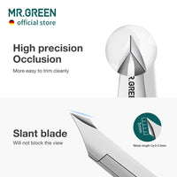 MR.GREEN Cuticle Scissors, Stainless Steel Sharp Cuticle Nippers with Pusher for Salon and Home Manicure & Pedicure Set (Nickel Pearl + Pusher)