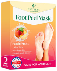 PLANTIFIQUE Plantifique Foot Peel Mask – 2 Pairs Exfoliating & Dermatologically Tested Foot Treatment, Removes Dead Skin & Repairs Heels for Soft Feet – Peach Scent, Gift for Women & Men