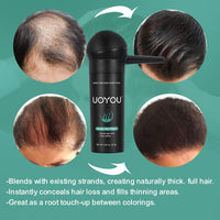 UOYOU MEDIUM BROWN Hair Fibres for Thinning Hair 27.5g Bottle with Applicator | Natural Keratin Hair Fibers Concealer for Hair Loss for Men and Women | Hair Building Fibres Powder [MEDIUM BROWN]