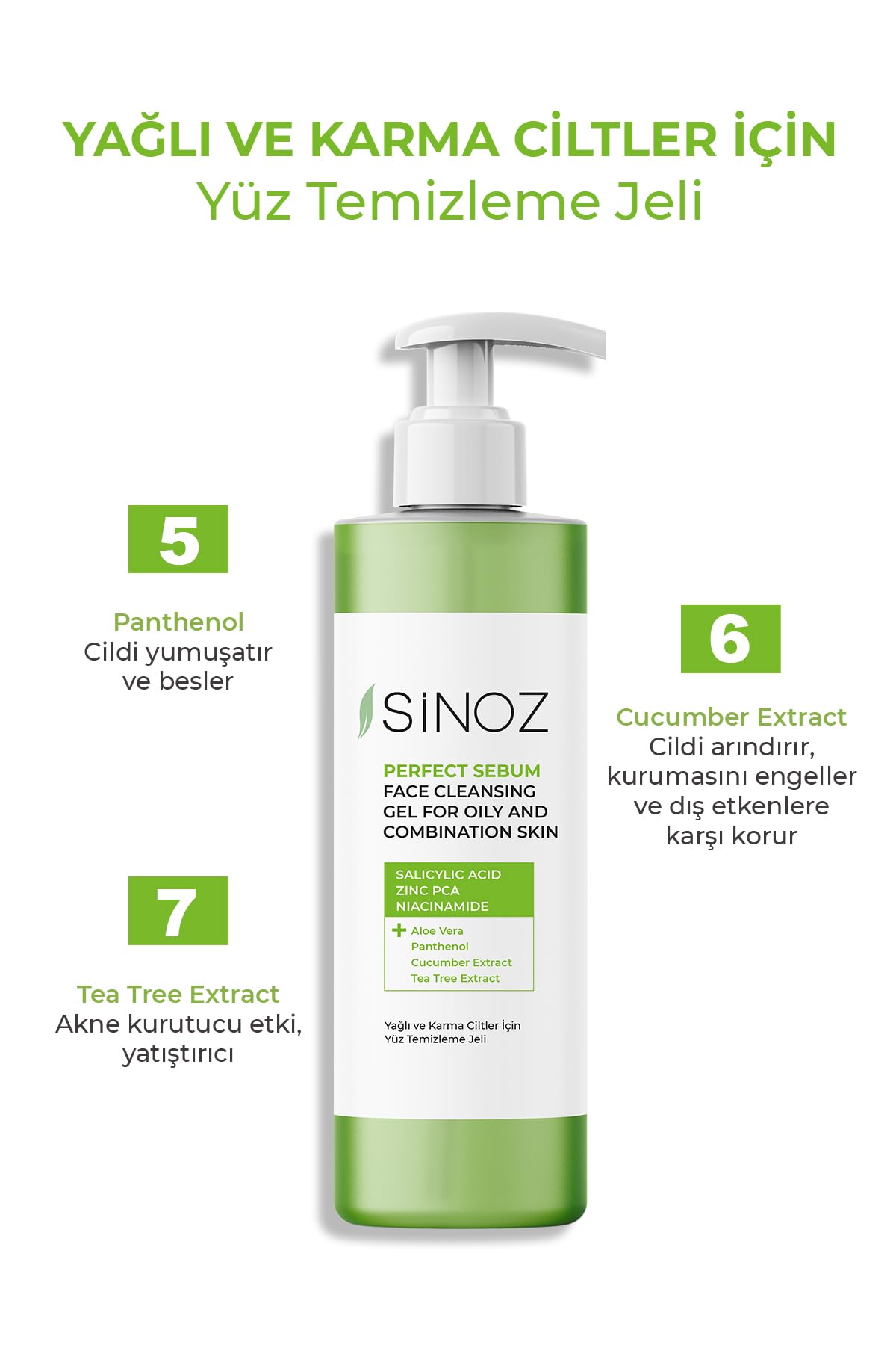 Sinoz,Perfect Sebum Balancing Facial Cleansing Gel,400 ml,For Oily Combination Skin