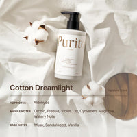 PURITO Luminous Moisture Shea Butter Body Lotion Cotton Dreamlight, Shea Butter, Gentle on Skin, Moisturizing, Dry Skin, Pump Bottle, K-Beauty, 300ml / 10.14 fl. oz.