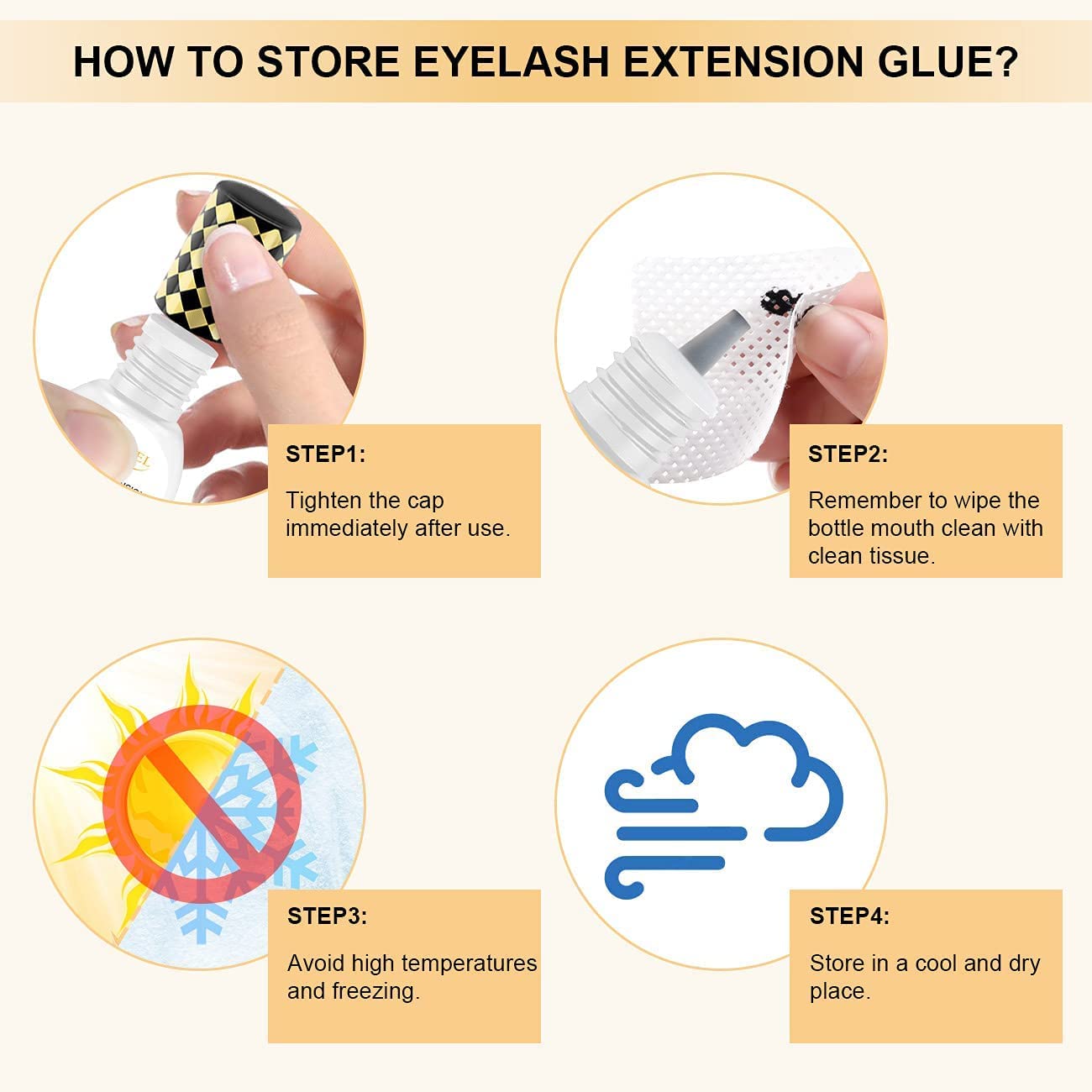 QUEWEL Eyelash Extension Glue 6ML Strong Black Lash Glue 1-2 Sec Quick Drying Professional Lash Extension Glue for Sensitive Retention 7-8 Weeks Eyelash Glue