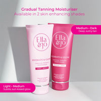 Ella & Jo Hydrate & Glow Gradual Tanning Moisturiser - Dark with Hyaluronic Acid, Squalane & Vitamin E, 200ml, No Transfer Formula