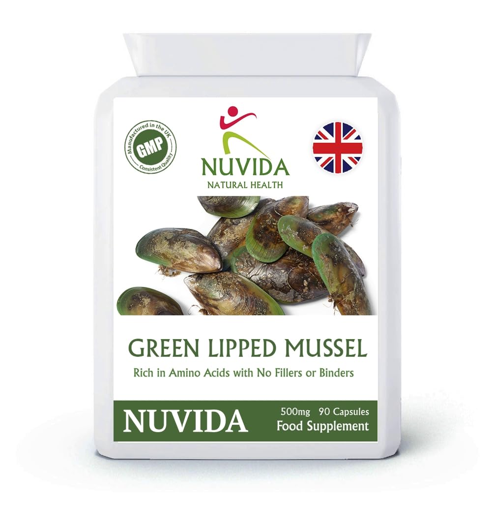 NUVIDA NATURAL HEALTH Nuvida Green Lipped Mussel Capsules - High Strength Green Lipped Mussel for Humans - 90 Capsules - Ethically Sourced Green Lipped Mussel Extract from a Sustainable Environment in New Zealand