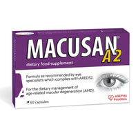 Macusan A2 Capsules - Eye Health Dietary Food Supplement with Lutein, Zeaxanthin, and Vitamins - Managing Age-Related Macular Degeneration (AMD) & Supports Normal Vision - 30 Days Pack