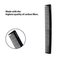 Measure & Style Innovative Black Hair Comb with Built-in Scale Professional Carbon Fiber High Heat Resistant (230°C) Strong Durable and Fine-Toothed By Majestik+