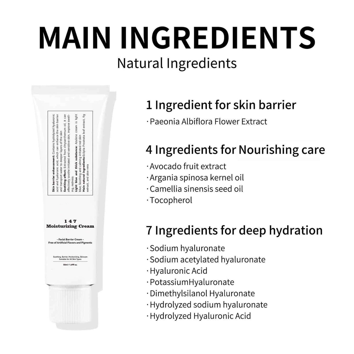 Tianyue 147 Relief Cream, 147 Relief Anti-Sugar And Anti-Oxidation Cream, Skin Barrier Repair Cream,Soothing Face Moisturiser Cream,to Solve Skin Defects And Moisturize The Skin 50ml