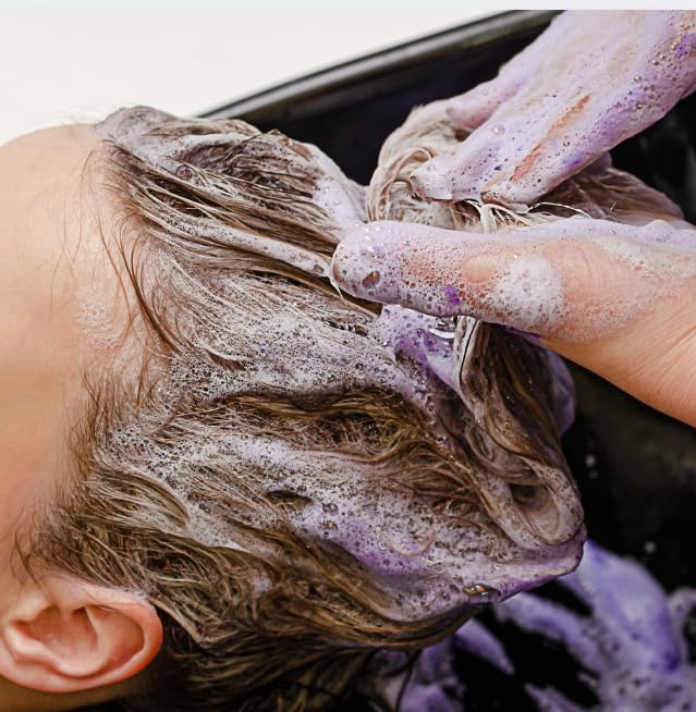 BVO Luxe Provoke Touch Of Silver Purple Shampoo & Conditioner Set (150ml x2) with Travel Brush – Brightens Blonde, Silver & Grey Hair Shampoo & Keratin Repair Conditioner for Brassiness
