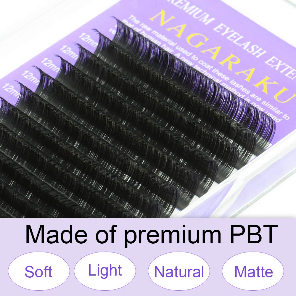 NAGARAKU 5 Trays Eyelash Extensions 0.03mm D 9/10/11/12/13mm in 1 pack Classic Individual Lashes Soft Natural Professional Faux Mink 16 rows