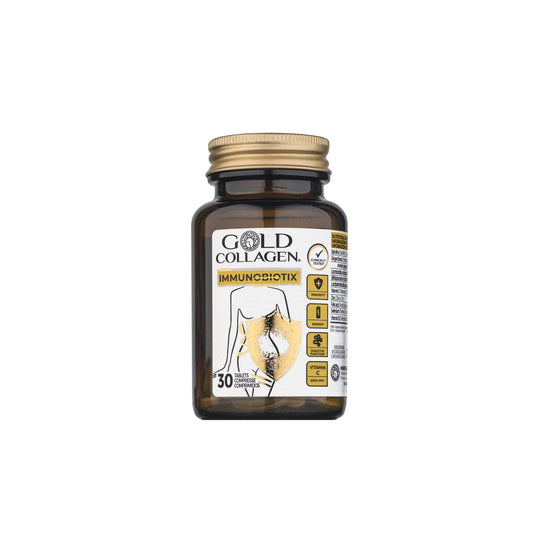 GOLD COLLAGEN Immunobiotix - Immune System Booster for More Energy & Gut Health with Vitamin C D, Spirulina, Zinc, Folic Acid, 3 Billion Biotic Cultures, Vitamins for Tiredness and Fatigue, 30 Tablets