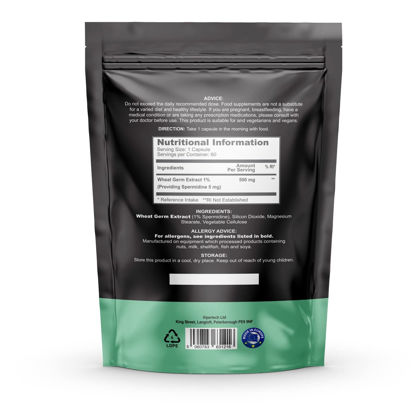 Nutrality Spermidine Supplement 5mg | For Men & Women | Wheat Germ Natural Supplement-Immune System & Cell Renewal-Longevity Support | Vegan | 60 Capsules