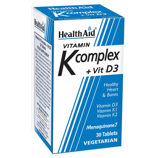 HealthAid Vitamin K Complex Plus VIT D3 New Menaquinone MK7-30 Tablets