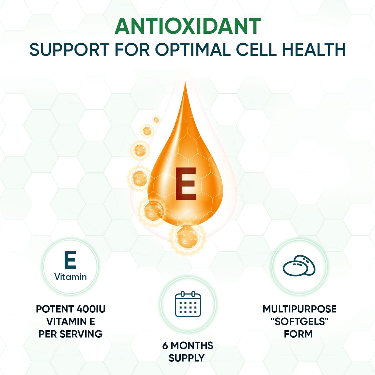 Vitamin E Capsules Softgels 400IU (Advised Intake) - 180 Vit E Softgels (6 Month Supply) - High Strength Vitamin E Oil Capsule - Hair Nail Skin Supplement - Natural Alpha Tocopheryl (Not Vit E Tablet)
