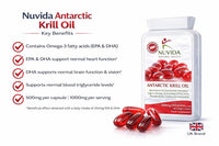 NUVIDA NATURAL HEALTH Krill Oil Capsules 500mg – Omega-3 Supplement with EPA & DHA – 1000mg per Serving – 60 Easy-Swallow Softgels – Sustainably Sourced