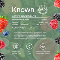 Known Delicious Debloat Gut Support Gummies - 2 Billion CFU Bacillus Coagulans & Vitamin C - Natural Mixed Berry Flavour - 60 Gummies, 1 Month Supply