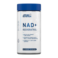 Applied Nutrition NAD+ Resveratrol 500mg per Serving with Vitamin C, Cellular Health, Energy and Healthy Aging Support, Antioxidant Supplement, 60 Capsules (30 Servings)