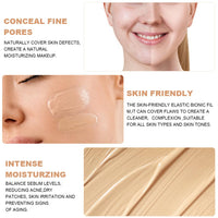 LOPHE 2 Pcs Mushroom Head Air Cushion CC Cream, Moisturizing & Oil Control Foundation Cover Concealer, Long Lasting Air Cushion CC Cream with Mushroom Makeup Sponge, Liquid Foundation CC Cream for Makeup
