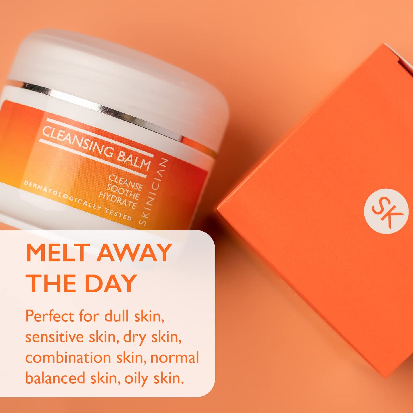 SKINICIAN Cleansing Balm - Soothing Cleansing Balm Enriched with Avocado Oil, Jojoba Oil, Almond Oil - Makeup Remover Cleansing Balm - Dermalogically Tested - Vegan & Cruelty Free (100ml) with Spatula