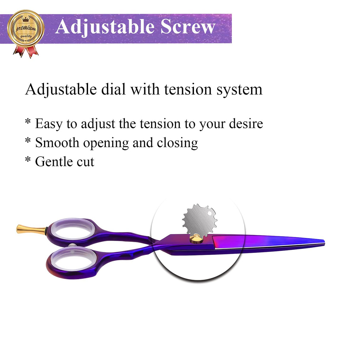 Purple Dragon Purple Hairdressing Scissors Set 5.5 Inch Hair Cutting & Thinning Scissors Kit for Men Women Kids Home Salon Barber