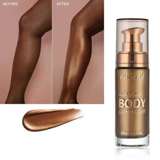 Phoera PHOERA High Gloss Waterproof Body Luminizer Glitter Face Shimmer Moisturizer Lotion Tan Cream Foundation Makeup Bronzer AQUAPURITY (103 GLISTENING BRONZE, One Size)