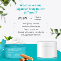 Onsen Secret Japanese Body Butter - Skin Refinery Cream Natural and Organic Moisturizing Clear Skin Exfoliator with All Coconut and Jojoba Oil for Women- 8.6 fl oz/255 ml (Sandalwood)