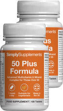Simply Supplements A to Z Multivitamins & Minerals for Individuals Aged 50 Plus | Supports Brain Health, Energy Levels, and Immunity | Vegetarian | 360 Easy-to-Take Tablets = 12 Months’ Supply | Made in The UK