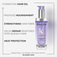 KERASTASE Kérastase Blond Absolu, Intense Blonde Strengthening Hair Oil, For Sensitised Lightened or Highlighted Hair, With Hyaluronic Acid & Edelweiss Flower, Huile Cicaextreme, Refillable Bottle 75ml