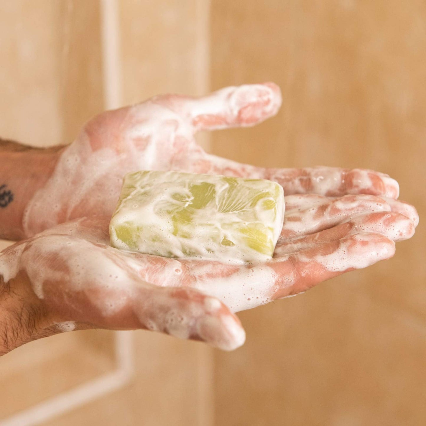 Shower Blocks - Lime & Sandalwood Solid Shower Gel | Plastic, Cruelty and Paraben Free | Vegan | Moisturising Body Soap For The Shower