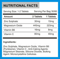 ZMB6 60 Tablets Gluten Free Vegan Vitamin B6, Magnesium and Zinc Tablet | Normal Muscle Function & Energy Yielding Metabolism | Muscle Growth & Sleep Support | PROELITE UK
