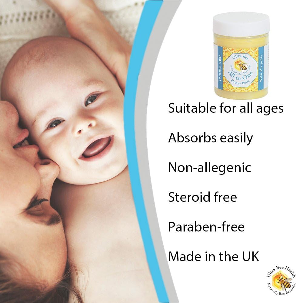 Ultra Bee 100% Natural All in One Honey Balm, Natural Moisturiser for Sensitive Face, Body, Lips,Tattoo's 200ml