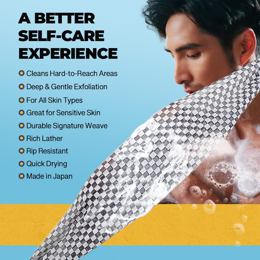 XIANZANDER 1 Piece Japanese Exfoliating Towel,Exfoliating Shower Towel,Exfoliating Washcloth,Loofah Back Scrubber,Body Scrubber Towel for Men Women