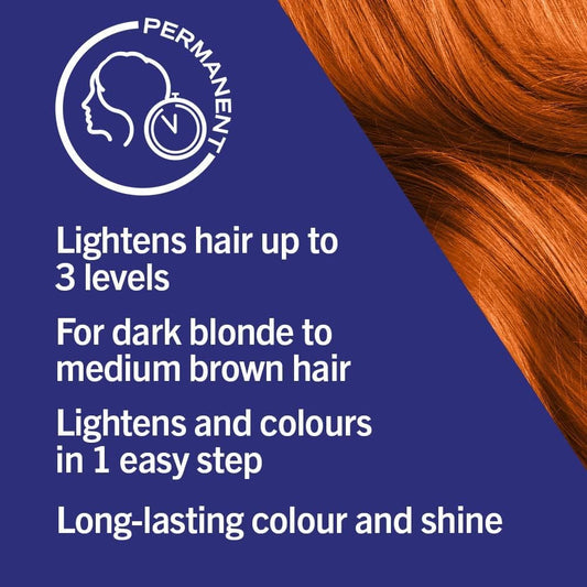 Schwarzkopf LIVE Colour + Lift, Long-Lasting Permanent Copper Hair Dye, Lightens Up To 3 Levels, Tangerine Twist L74,package may vary