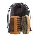 NEESTARTLY Beard Comb Brush Set, Wooden Boar Bristle Beard Brush, Anti Static Moustache Pocket Comb, Portable Hair Comb for Combing Beard Hair, Removing Debris, Massages Face
