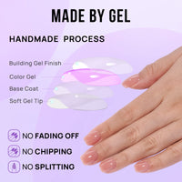 BTArtbox Short Press On Nails - Nude Square False Nails with Glue, Reusable Stick On Nails for Women in 16 Sizes, 32 Pcs Fake Nail Kit, Cinnamon