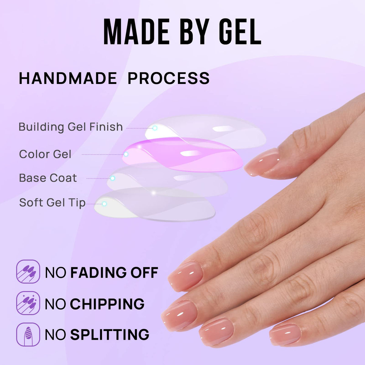 BTArtbox Short Press On Nails - Nude Square False Nails with Glue, Reusable Stick On Nails for Women in 16 Sizes, 32 Pcs Fake Nail Kit, Cinnamon