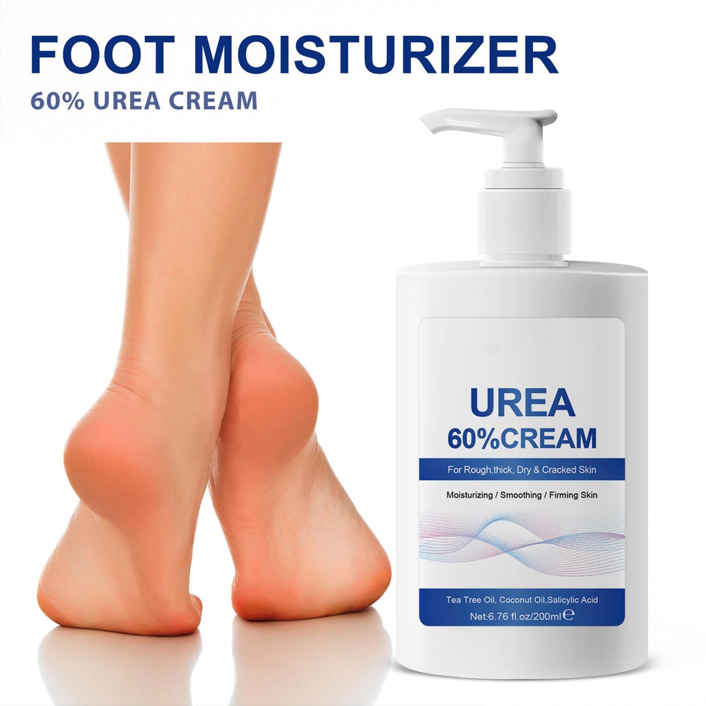 Mikloven 60% Urea Foot Cream for Cracked Heels & Dry Skin – Intensive Heel Repair for Feet and Hand, Deep Moisturizing Urea Cream 60 Percent for Feet & Body, Maximum Strength & Long-Lasting Hydration,200ml