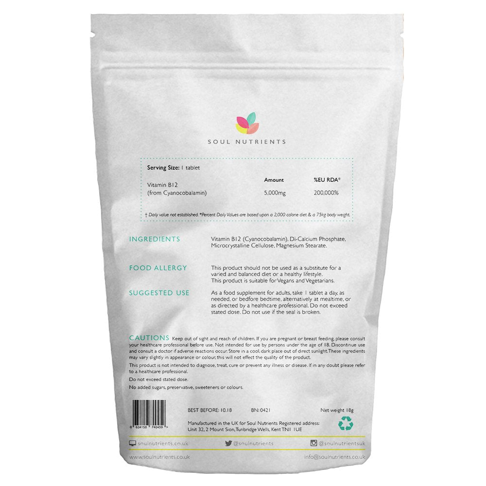 Vitamin B12 1000mcg High Strength 120 Tablets UK Manufactured