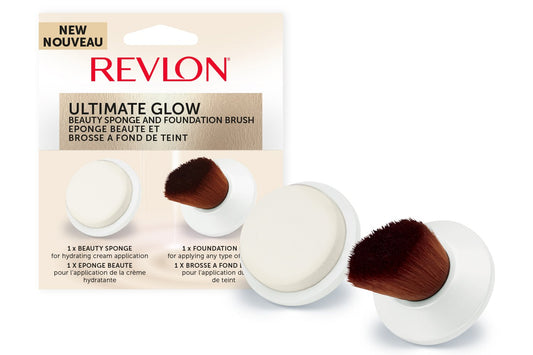 Revlon Ultimate Glow Beauty Sponge and Foundation Brush For Use with Revlon Sonic Facial Brush, RVSP3538FB
