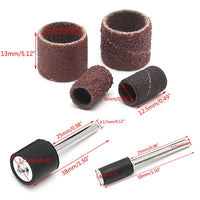 Littleduckling 104Pcs Sanding Band Drum Sleeve 60 120 320 Grit 1/4" 1/2" Nail Drill Sander with 4 Drum Mandrel for Dremel Rotary Tool